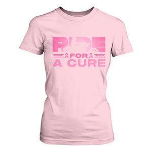 Breast Cancer Motorcycle T Shirt For Women Pink Ribbon Ride For A Cure TS10 Light Pink Print Your Wear