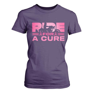 Breast Cancer Motorcycle T Shirt For Women Pink Ribbon Ride For A Cure TS10 Purple Print Your Wear