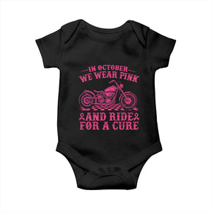 Breast Cancer Motorcycle Baby Onesie In October We Wear Pink Ride For A Cure TS10 Black Print Your Wear