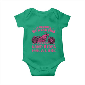 Breast Cancer Motorcycle Baby Onesie In October We Wear Pink Ride For A Cure TS10 Irish Green Print Your Wear