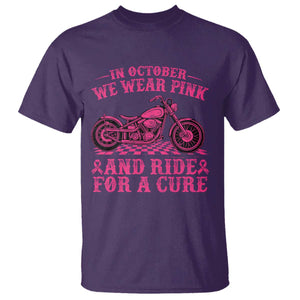 Breast Cancer Motorcycle T Shirt In October We Wear Pink Ride For A Cure TS10 Purple Print Your Wear