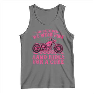 Breast Cancer Motorcycle Tank Top In October We Wear Pink Ride For A Cure TS10 Black Heather Print Your Wear