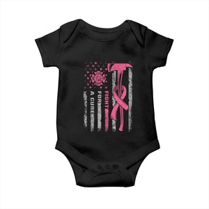 Firefighter Breast Cancer Awareness Baby Onesie Fight For A Cure American Flag TS10 Black Print Your Wear
