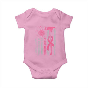 Firefighter Breast Cancer Awareness Baby Onesie Fight For A Cure American Flag TS10 Light Pink Print Your Wear