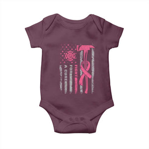 Firefighter Breast Cancer Awareness Baby Onesie Fight For A Cure American Flag TS10 Maroon Print Your Wear