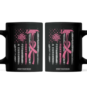 Firefighter Breast Cancer Awareness Coffee Mug Fight For A Cure American Flag TS10 Black Print Your Wear