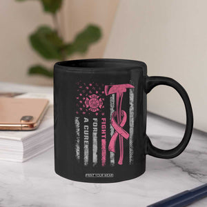 Firefighter Breast Cancer Awareness Coffee Mug Fight For A Cure American Flag TS10 Print Your Wear