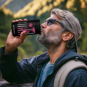 Firefighter Breast Cancer Awareness 4 in 1 Can Cooler Tumbler Fight For A Cure American Flag TS10 Print Your Wear