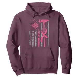 Firefighter Breast Cancer Awareness Hoodie Fight For A Cure American Flag TS10 Maroon Print Your Wear