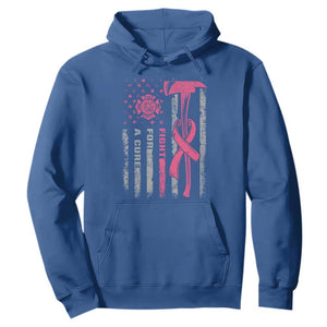 Firefighter Breast Cancer Awareness Hoodie Fight For A Cure American Flag TS10 Royal Blue Print Your Wear