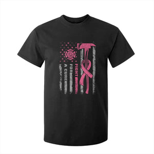 Firefighter Breast Cancer Awareness T Shirt For Kid Fight For A Cure American Flag TS10 Black Print Your Wear
