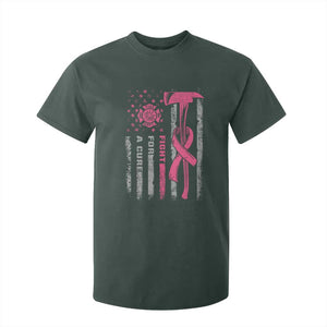 Firefighter Breast Cancer Awareness T Shirt For Kid Fight For A Cure American Flag TS10 Dark Forest Green Print Your Wear