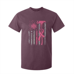 Firefighter Breast Cancer Awareness T Shirt For Kid Fight For A Cure American Flag TS10 Maroon Print Your Wear