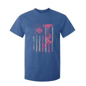 Firefighter Breast Cancer Awareness T Shirt For Kid Fight For A Cure American Flag TS10 Royal Blue Print Your Wear
