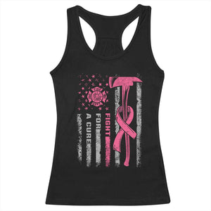 Firefighter Breast Cancer Awareness Racerback Tank Top Fight For A Cure American Flag TS10 Black Print Your Wear