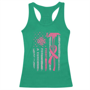 Firefighter Breast Cancer Awareness Racerback Tank Top Fight For A Cure American Flag TS10 Irish Green Print Your Wear