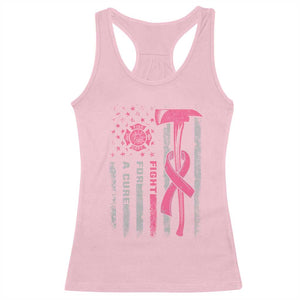 Firefighter Breast Cancer Awareness Racerback Tank Top Fight For A Cure American Flag TS10 Light Pink Print Your Wear