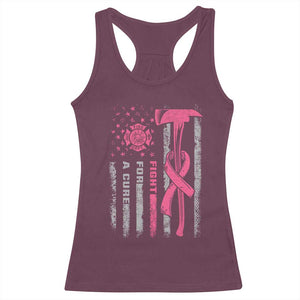 Firefighter Breast Cancer Awareness Racerback Tank Top Fight For A Cure American Flag TS10 Maroon Print Your Wear