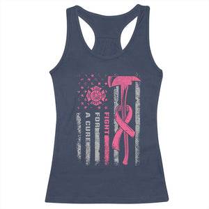 Firefighter Breast Cancer Awareness Racerback Tank Top Fight For A Cure American Flag TS10 Navy Print Your Wear