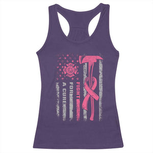 Firefighter Breast Cancer Awareness Racerback Tank Top Fight For A Cure American Flag TS10 Purple Print Your Wear