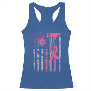 Firefighter Breast Cancer Awareness Racerback Tank Top Fight For A Cure American Flag TS10 Royal Blue Print Your Wear