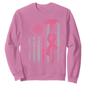 Firefighter Breast Cancer Awareness Sweatshirt Fight For A Cure American Flag TS10 Azalea Print Your Wear