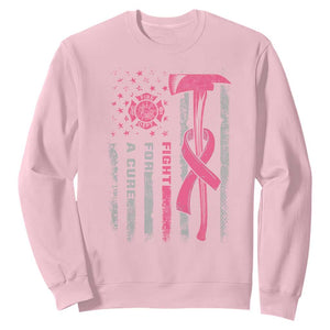 Firefighter Breast Cancer Awareness Sweatshirt Fight For A Cure American Flag TS10 Light Pink Print Your Wear