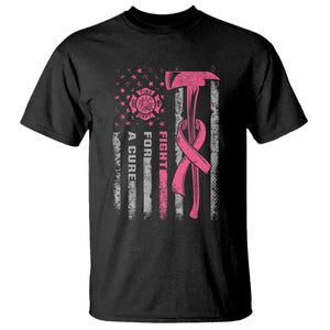 Firefighter Breast Cancer Awareness T Shirt Fight For A Cure American Flag TS10 Black Print Your Wear