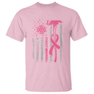 Firefighter Breast Cancer Awareness T Shirt Fight For A Cure American Flag TS10 Light Pink Print Your Wear