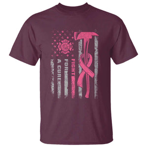 Firefighter Breast Cancer Awareness T Shirt Fight For A Cure American Flag TS10 Maroon Print Your Wear