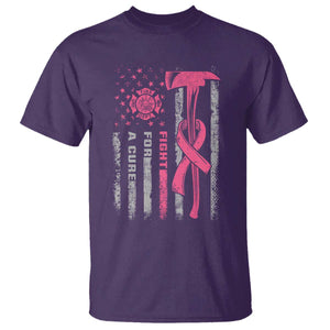 Firefighter Breast Cancer Awareness T Shirt Fight For A Cure American Flag TS10 Purple Print Your Wear
