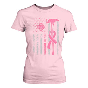 Firefighter Breast Cancer Awareness T Shirt For Women Fight For A Cure American Flag TS10 Light Pink Print Your Wear