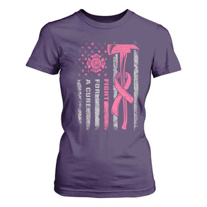 Firefighter Breast Cancer Awareness T Shirt For Women Fight For A Cure American Flag TS10 Purple Print Your Wear