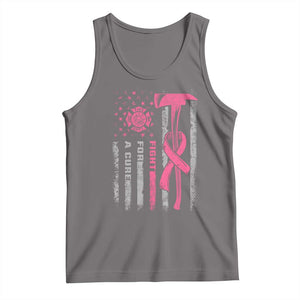 Firefighter Breast Cancer Awareness Tank Top Fight For A Cure American Flag TS10 Deep Heather Print Your Wear