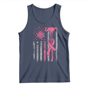 Firefighter Breast Cancer Awareness Tank Top Fight For A Cure American Flag TS10 Navy Print Your Wear