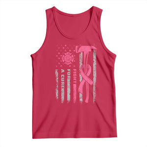Firefighter Breast Cancer Awareness Tank Top Fight For A Cure American Flag TS10 Red Print Your Wear