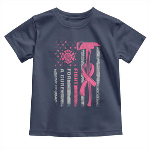 Firefighter Breast Cancer Awareness Toddler T Shirt Fight For A Cure American Flag TS10 Navy Print Your Wear