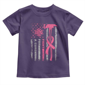 Firefighter Breast Cancer Awareness Toddler T Shirt Fight For A Cure American Flag TS10 Purple Print Your Wear