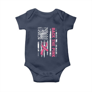 Back The Pink Ribbon Breast Cancer Awareness Baby Onesie American Flag TS10 Navy Print Your Wear
