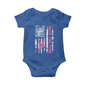Back The Pink Ribbon Breast Cancer Awareness Baby Onesie American Flag TS10 Royal Blue Print Your Wear