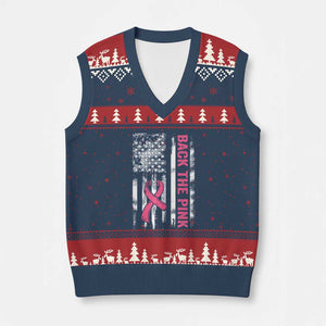 Back The Pink Ribbon Breast Cancer Awareness V-Neck Knit Sweater Vest American Flag TS10 Navy Red Print Your Wear