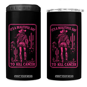 Cowgirl Breast Cancer 4 in 1 Can Cooler Tumbler Beautiful Day To Kill Cancer Vintage Western Pink TS10 One Size: 16 oz Black Print Your Wear