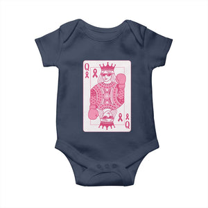 Breast Cancer Awareness Baby Onesie Queen Of Pink Ribbon Blackjack Cards Poker TS10 Navy Print Your Wear