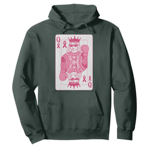 Breast Cancer Awareness Hoodie Queen Of Pink Ribbon Blackjack Cards Poker TS10 Dark Forest Green Print Your Wear