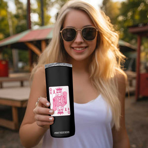 Breast Cancer Awareness Skinny Tumbler Queen Of Pink Ribbon Blackjack Cards Poker TS10 Print Your Wear