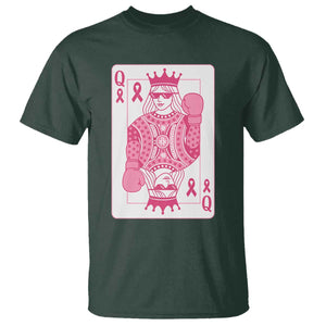 Breast Cancer Awareness T Shirt Queen Of Pink Ribbon Blackjack Cards Poker TS10 Dark Forest Green Print Your Wear