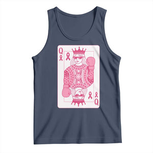 Breast Cancer Awareness Tank Top Queen Of Pink Ribbon Blackjack Cards Poker TS10 Navy Print Your Wear