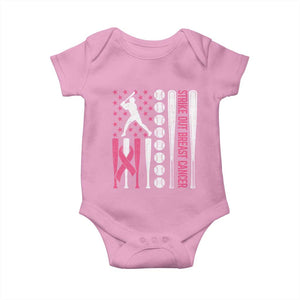 Baseball Breast Cancer Baby Onesie Pink Ribbon Strike Out Breast Cancer American Flag TS10 Light Pink Print Your Wear
