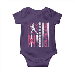 Baseball Breast Cancer Baby Onesie Pink Ribbon Strike Out Breast Cancer American Flag TS10 Purple Print Your Wear