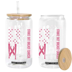 Baseball Breast Cancer Glass Can Pink Ribbon Strike Out Breast Cancer American Flag TS10 Print Your Wear